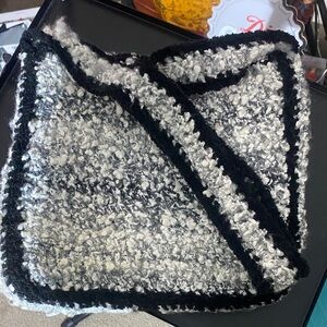 Stylish Black and Gray Women's Hobo Bag handmade crocheted